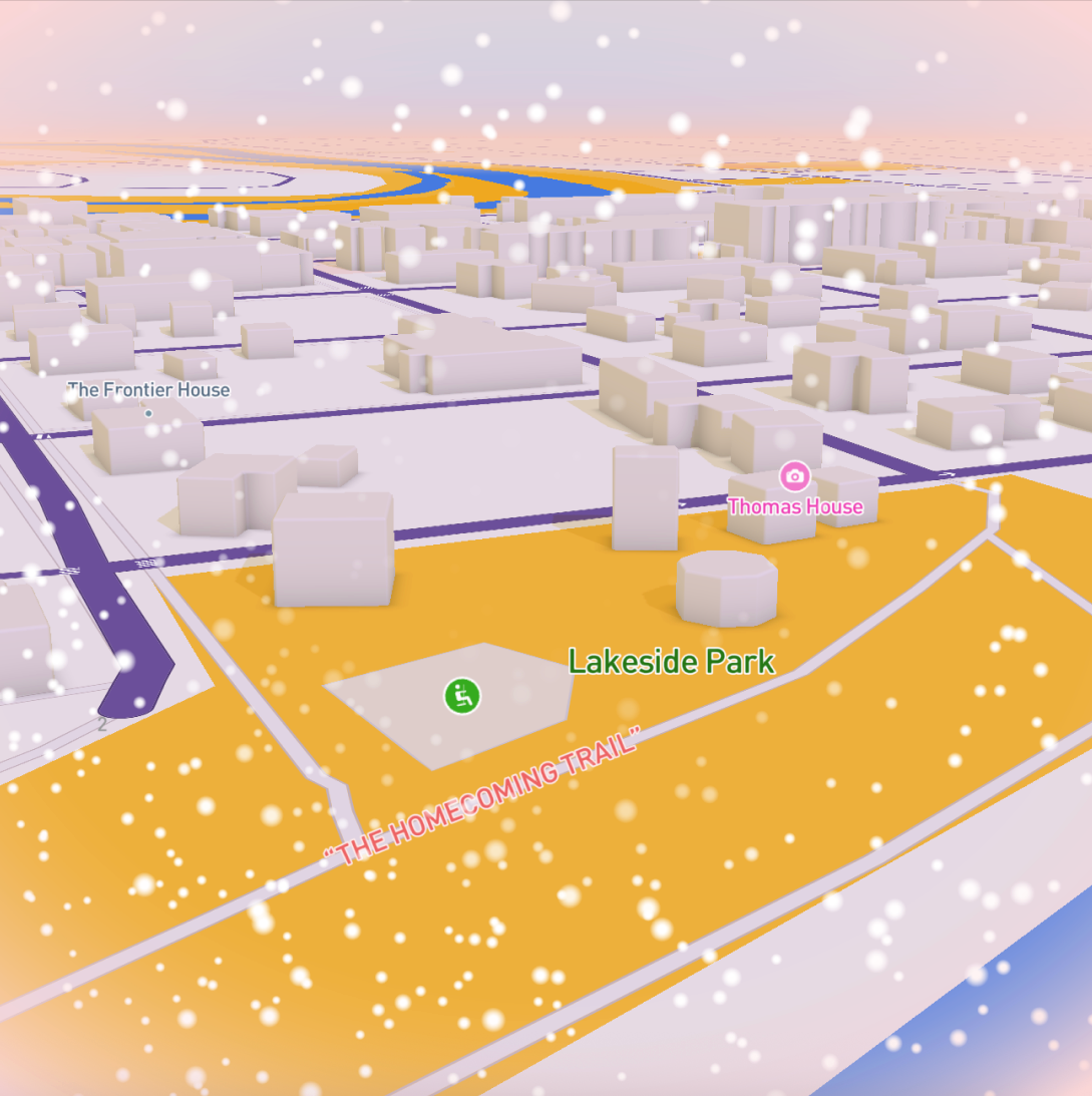 Snow on land at dawn