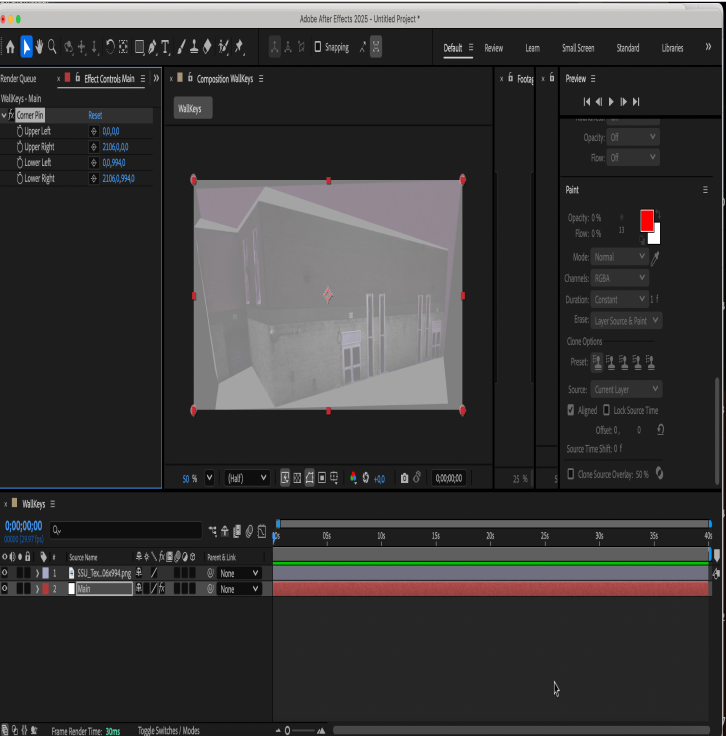 Importing files into after effects for projection mapping